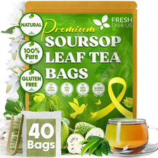 40 Premium Soursop Graviola Leaf Tea Bags, 100 Natural and Pure from Soursop Le