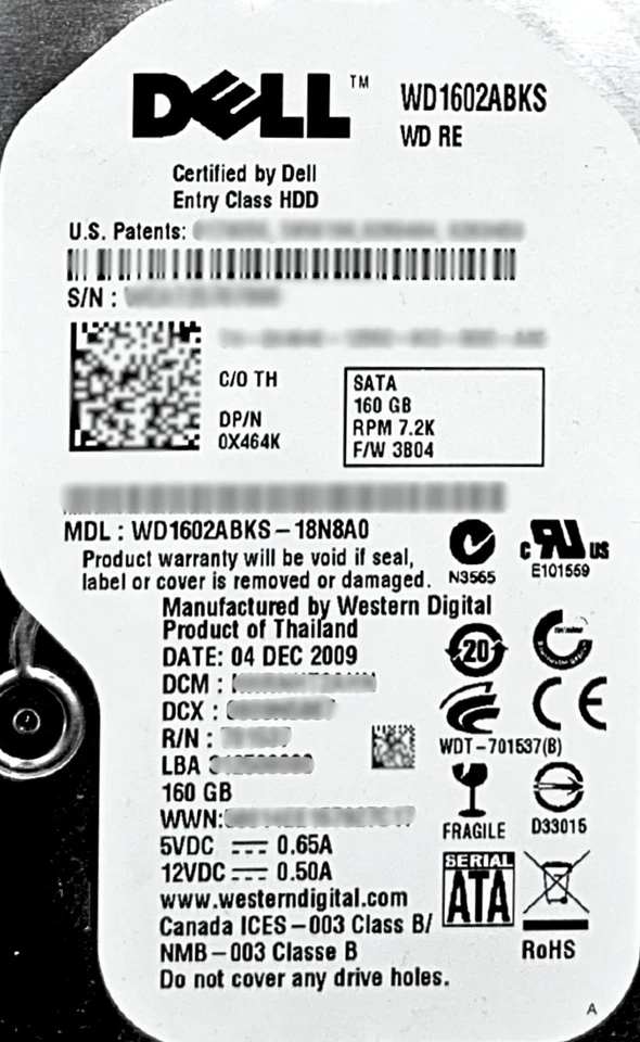 Dell X464K 160GB 7.2K SATA 3.5 inch Hard Drive 3G HDD - Image 2 of 4