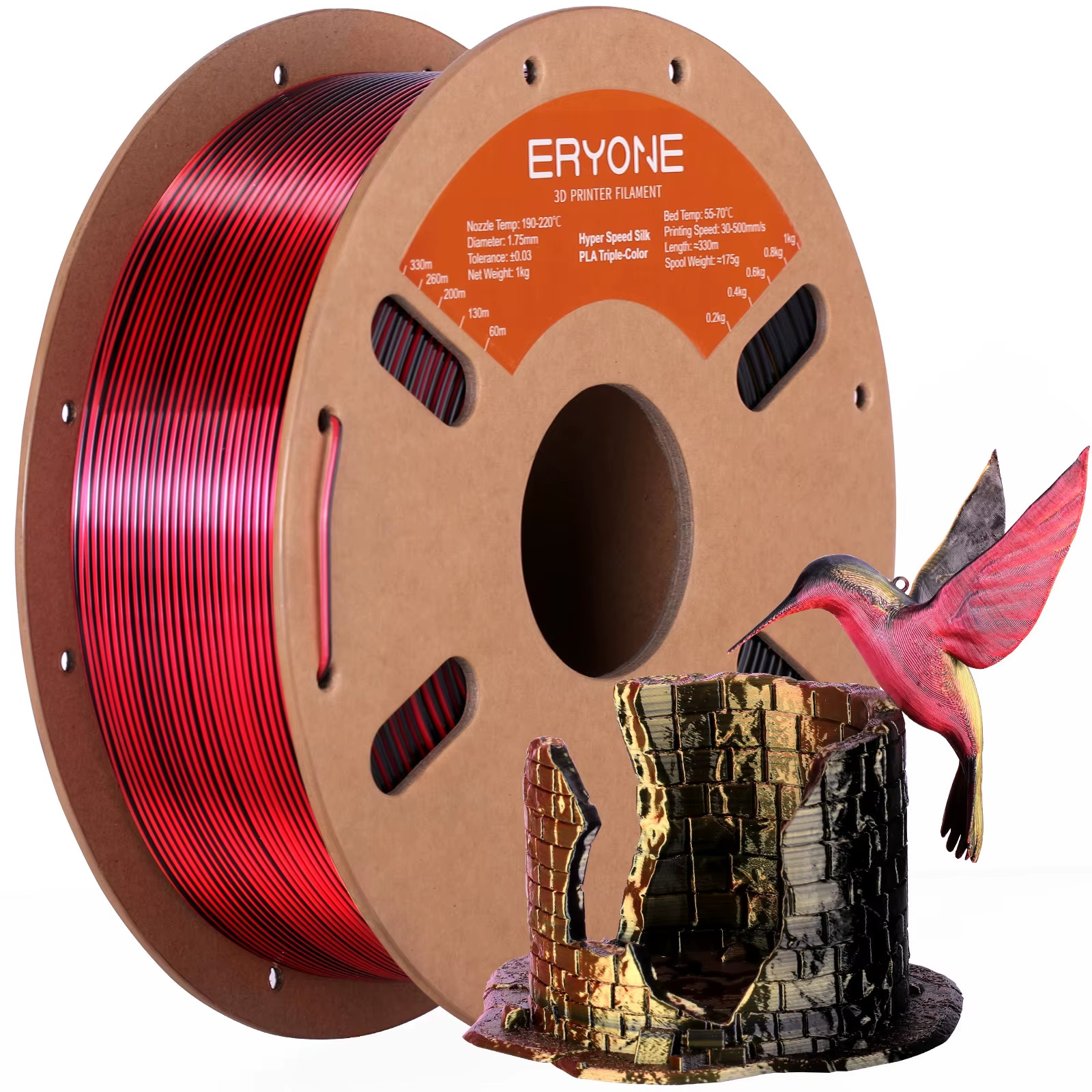 Hyper Speed Silk PLA Filament Triple Color 1.75Mm 3D Print Multicolor Available,