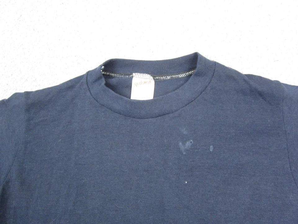 Vintage Sportswear Shirt Youth 6-8 Small Blue Single Stitch Made in USA 70s - Image 2 of 4