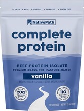 20g Grass-Fed Beef Protein Powder, Vanilla - 30 Servings, Dairy-Free