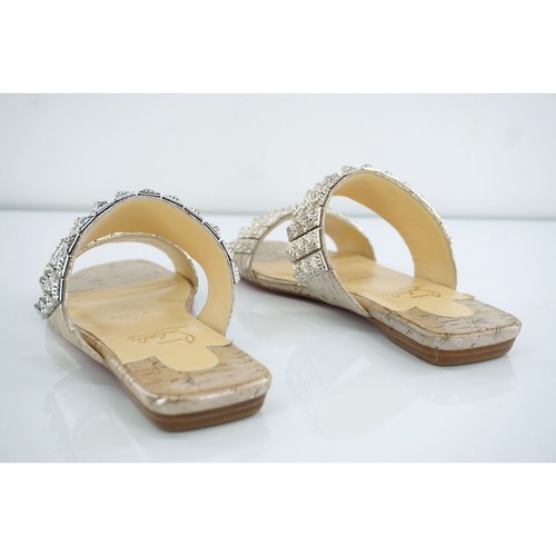 Christian Louboutin Myriadiam Embellished Cork Double-strap Slide Sandals SZ 36 - Picture 2 of 8