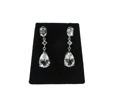 9.34 ct Natural White Topaz Solid Sterling Silver Drop Post Earrings