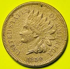 1859 U.S. INDIAN HEAD CENT PENNY 1c COIN (XF-Extra Fine), 1st Mintage Year!