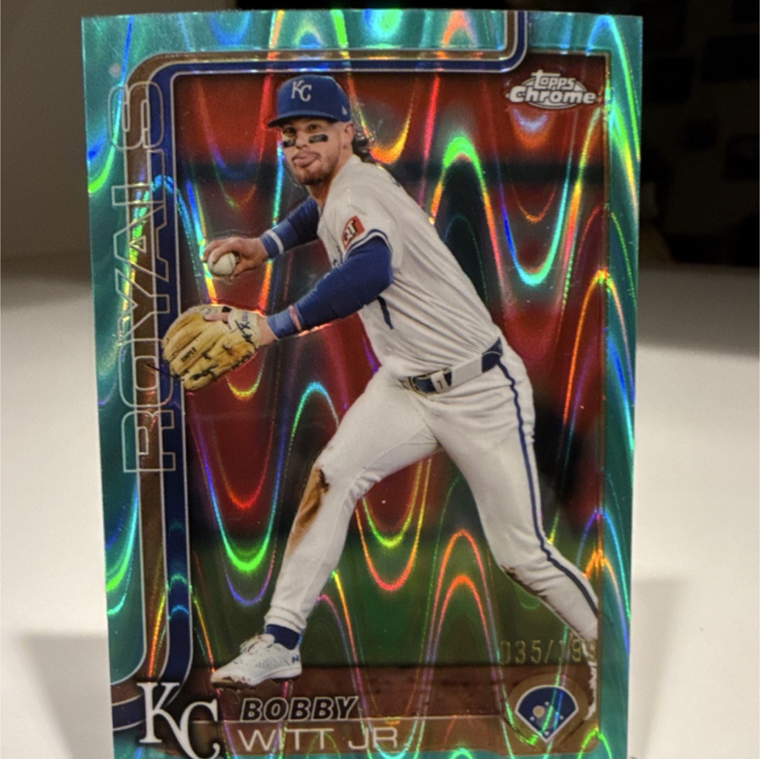 Topps 2025 Chrome Aqua Lava Refractor Bobby Witt Jr. #93/199 Royals Baseball