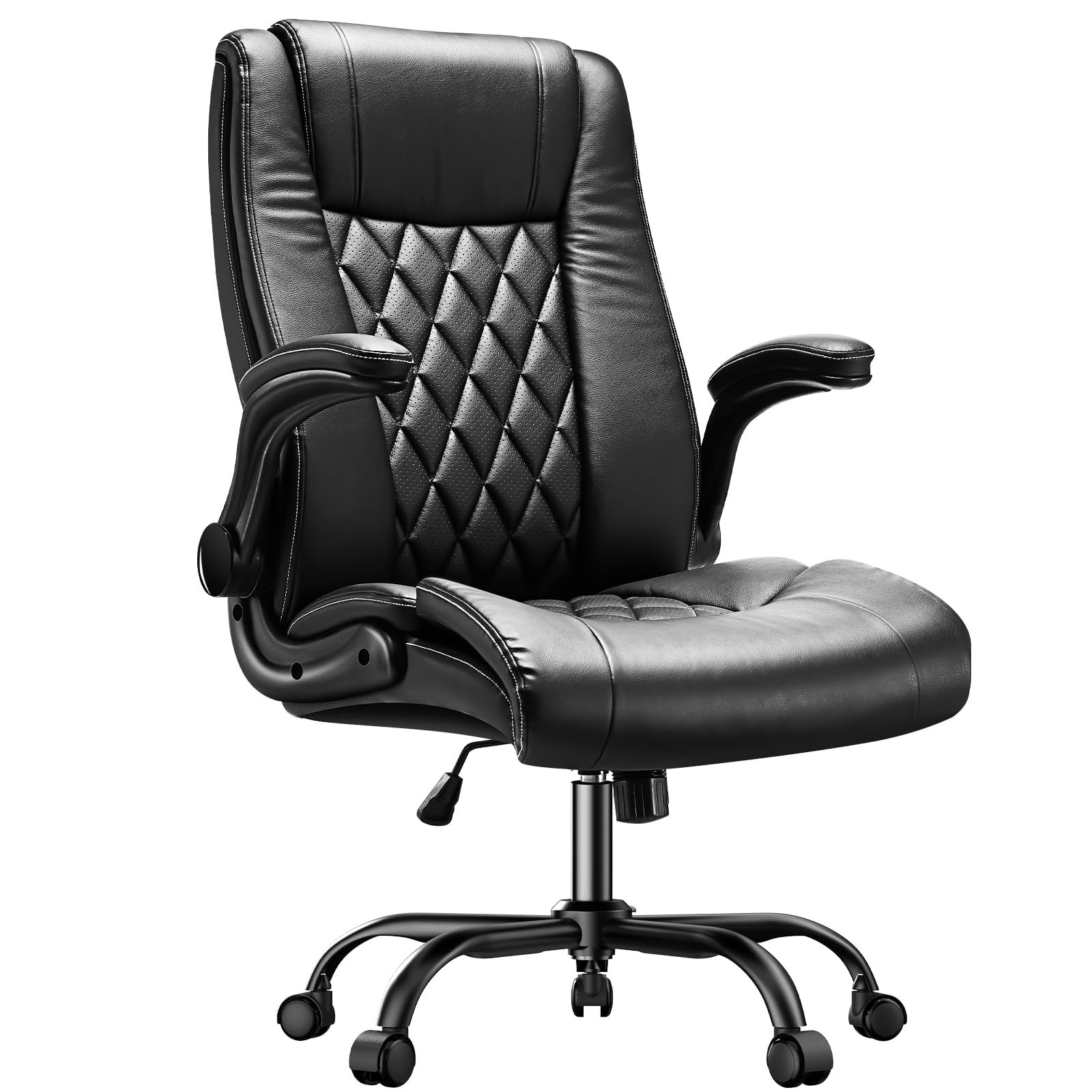 Ergonomic Executive Office Chair with Flip-Up Armrests & PU Leather