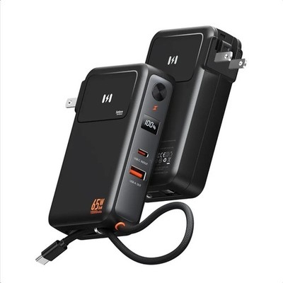 Selore&S-Global 3-in-1 Portable Phone Charger W/ Wall Plug, 10000mAh Black 65w