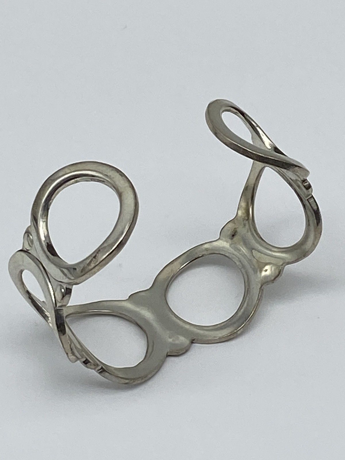 Sterling Silver Open Link Circle Cuff Bracelet 26… - image 6