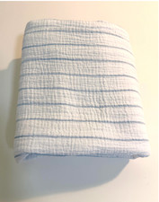 Cornflower Blue Stripe on White Double Cotton Gauze Fabric- 2 yards