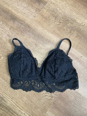 Colsie Women's Black Lace Triangle Bralette Size Large