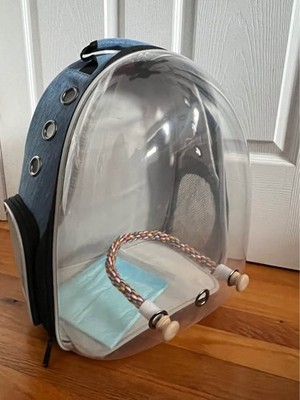 Bird Backpack Carrier Travel Cage with Perch and Breathable Clear Window