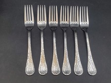 WALLACE CONTINENTAL HAMMERED Stainless Flatware ~ 6 Dinner Forks