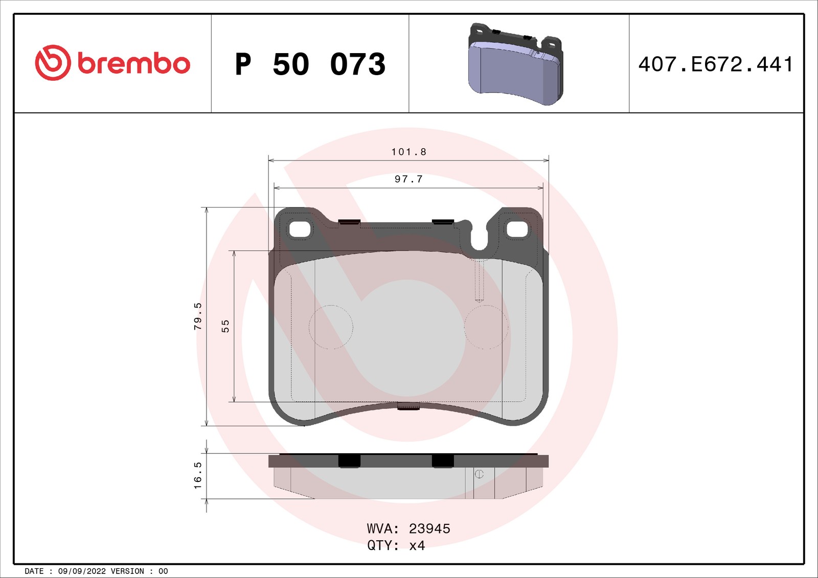 Für BREMBO P 50 073 Brake Pad Set, disc brake P 50 073 Brake pads set front , f - Bild 11