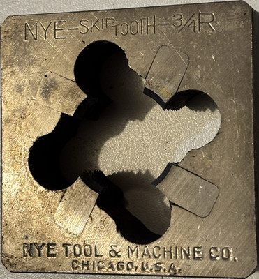 NYE SkipTooth-34R Square Threading Die Tool 1-1/2  Vintage Steel Pipe Threader 