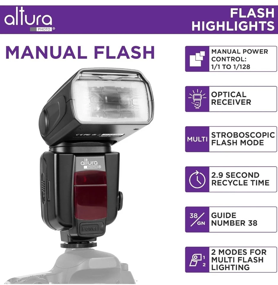 Altura Photo AP-UNV2 Flash Universal Speedlite Works W Any Camera USED  - Image 2 of 4