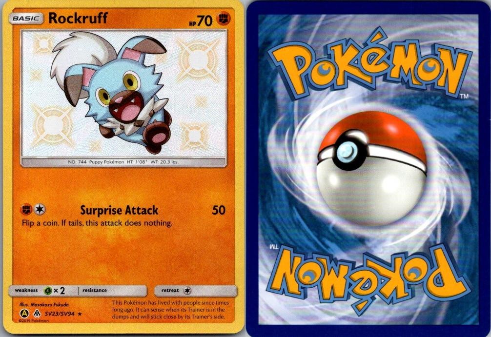 Rockruff SV23/SV94 Shiny Rare Hidden Fates Shiny Vault Pokemon Holo Near Mint