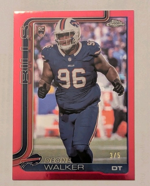 2025 Topps Chrome Deone Walker RC TRUE RED REFRACTOR 3/5 - Buffalo Bills #360 🔥