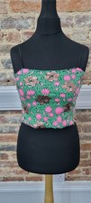 Topshop Green bandeau Top Size 6  Sequin Floral womens