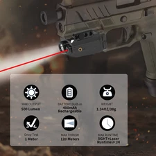 Red Beam Pistol Laser Light Combo Tactical Flashlight Subcompact Compact Pistol