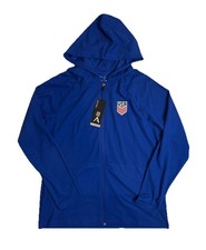 Antigua USA Legacy Full Zip Hooded Mens Sweater Royal Blue Size Large