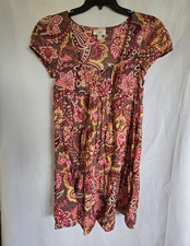 Ann Taylor LOFT Paisley A-Line Scoop Neck Cap Sleeve Knee Dress Cotton 8