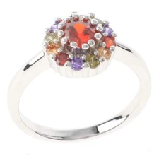 Silver Tone Copper Metal Rhodium Plated Ring With Cubic Zirconia JWZ1046-SMU8