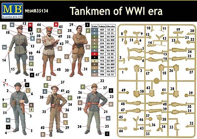 Masterbox 1:35 Scale Tankmen Of WWI Era Plastic Model Kit - 6 Unpainted Figures