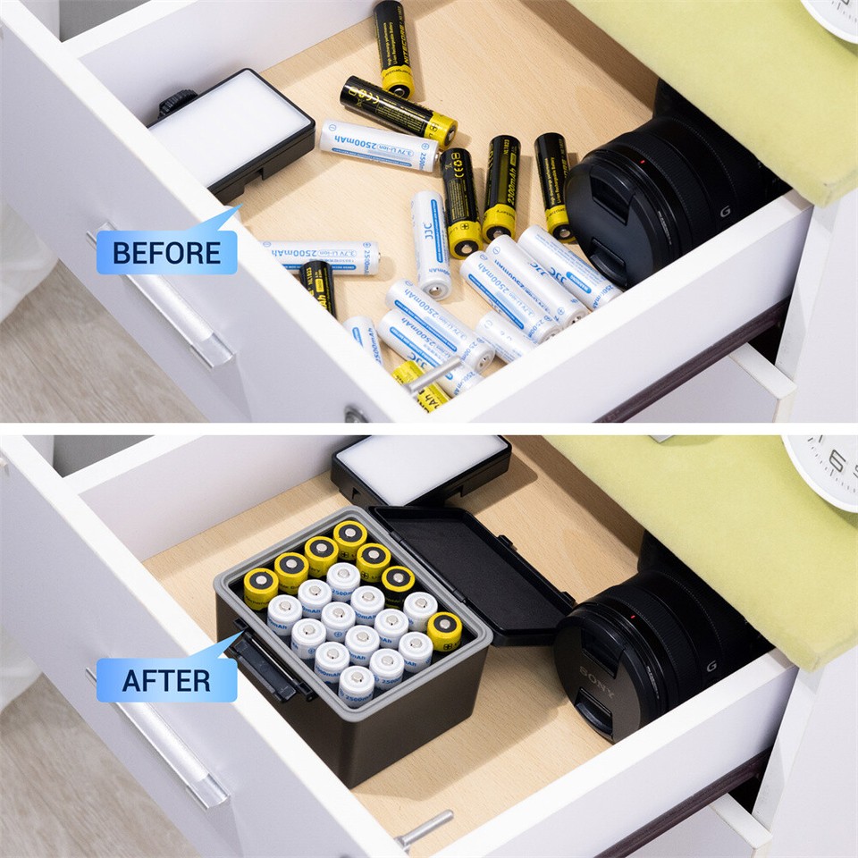 Battery Case Storage Organizer Box Holder for AA AAA 18650 & Camera ...