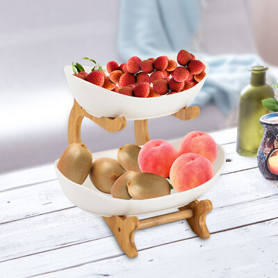 Ceramic Fruits Bowl Basket Rack Detachable Bread Vegetables