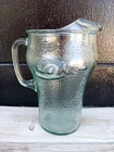 Vintage Coca Cola Green Pebbled Glass Collectible Pitcher with Ice Lip 64oz