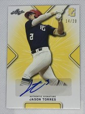 2021 LEAF PERFECT GAME YELLOW JASON TORRES PAPER RC AUTO # 14/20