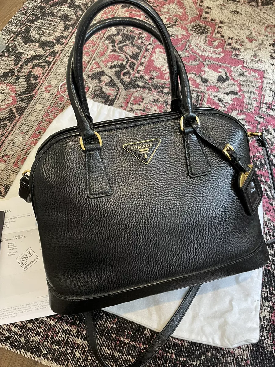 95% New Prada Promenade Saffiano Lux Nero