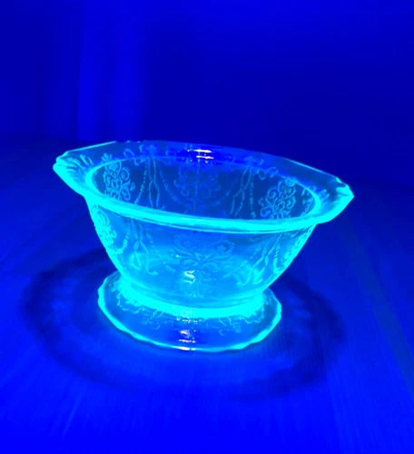 Vintage Uranium Green Depression Glass | Bowknot Green Pattern | Sherbet Glass