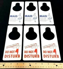 ((TODAYS SPECIAL!!)) ⭐LOT OF 6⭐ DO NOT DISTURB VTG HOTEL MOTEL DOOR HANGER SIGNS