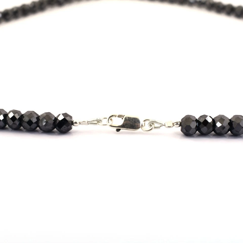 Collar de cuentas de diamantes naturales negros y azules de 4-5 mm certificado de plata 925 de 18 pulgadas Foto 3 de 4