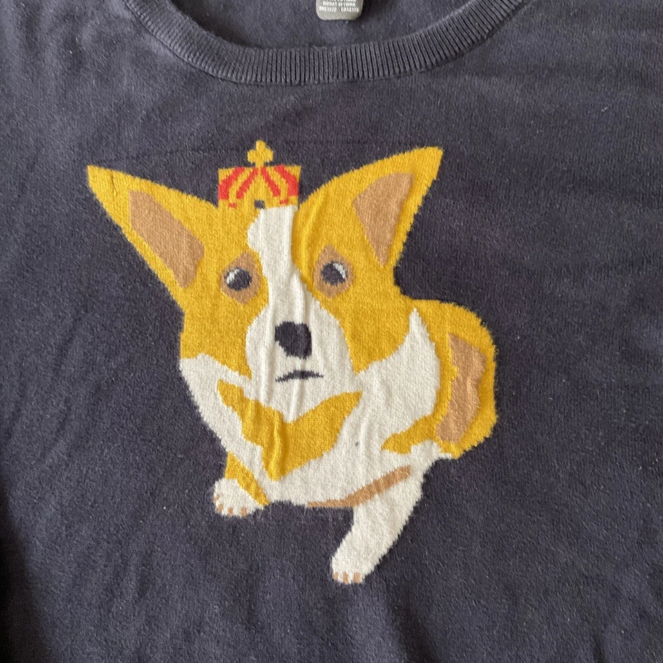 French Connection Corgi Dog Knit & Crown Navy Knit Sweater Small - Image 2 of 4