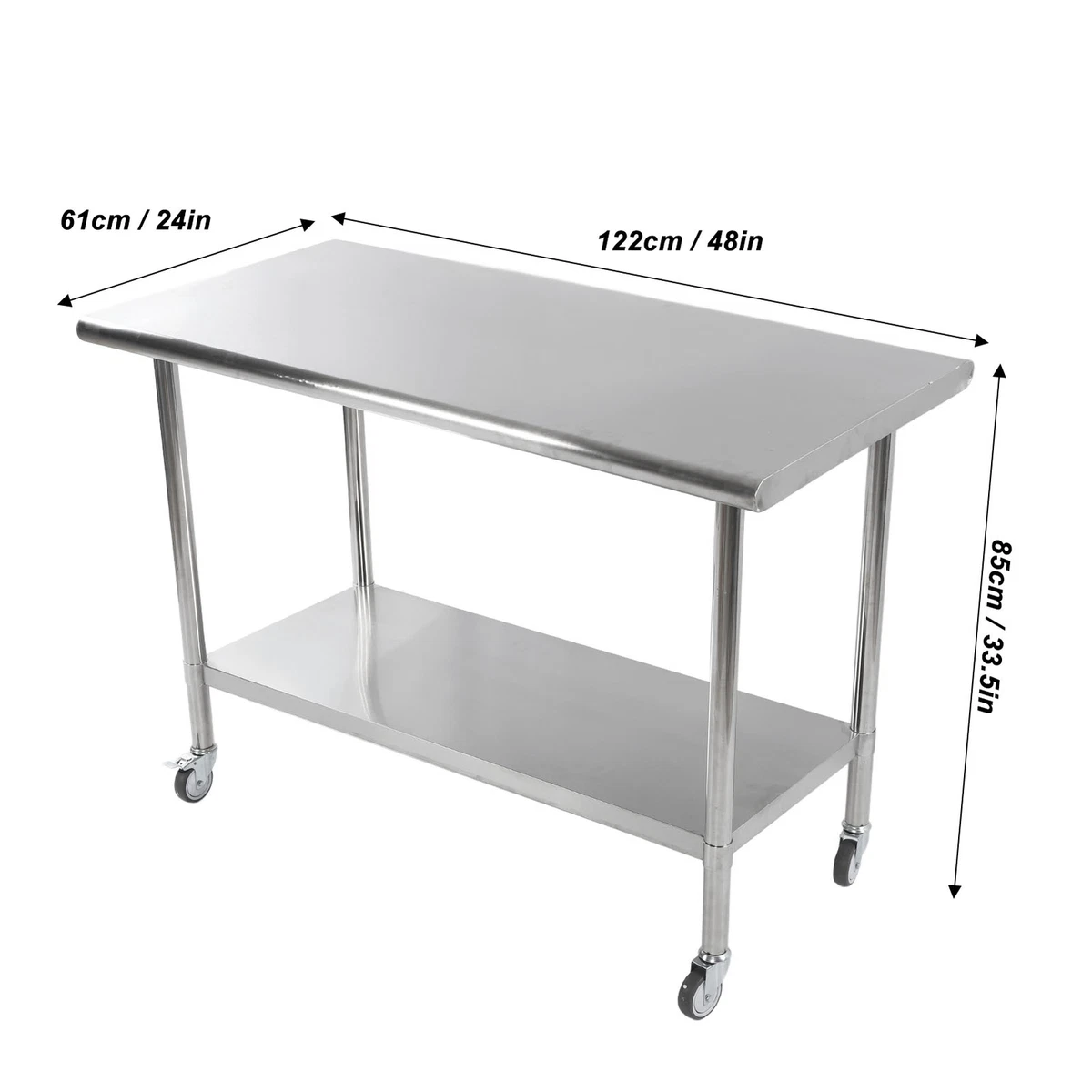 Stainless steel workbench on wheels deals