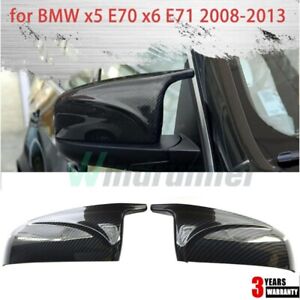 For BMW X5 E70 X6 E71 2008-2013 Rearview Mirrors Cover Cap Carbon Fiber New