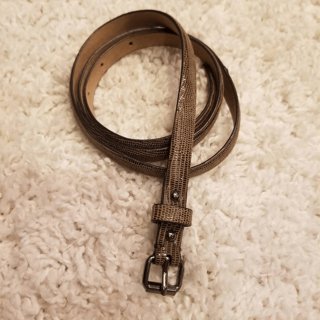 Ann Taylor Leather Skinny Belt Croc Embossed M | eBay display picture 2