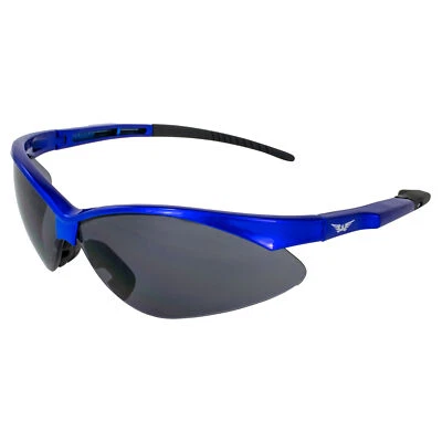 Global Vision Fast Freddie Safety Sunglasses Blue Half-Frame w/ Smoke Lenses