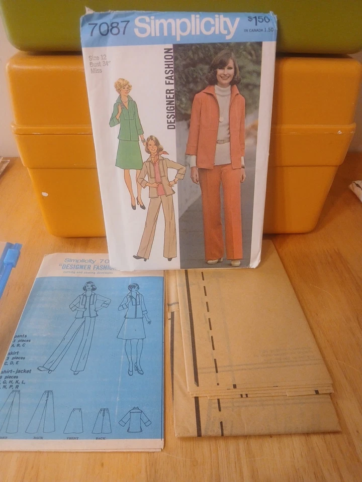 7087 Vintage Simplicity Sewing Pattern Misses Shirt Jacket Skirt Pants Designer - Image 2 of 4