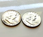stunning 1956 & 1957 Franklin Half Dollars Silver Coin Lot Vintage Estate