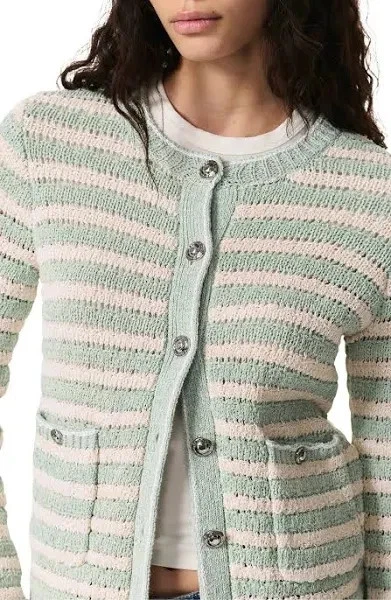 NEW Rag & Bone Jace Striped Cotton-Blend Cardigan Greenmult SIZE M/100%AUTHENTIC - Image 4 of 4