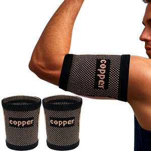 1 Pair Upper Arm Bicep Compression Sleeve Tendonitis Brace for Pain Relief, L - Picture 1 of 7