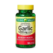 Spring Valley Odor-Controlled Garlic Softgels 1000mg 120 Count