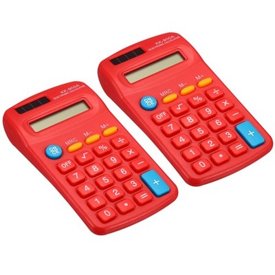 2Pcs Small Pocket Calculator 8 Digit Display Office Handheld Calculators Red