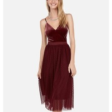Express Tulle & Velvet Bodice Dress Merlot/Deep Red Holiday NWT S