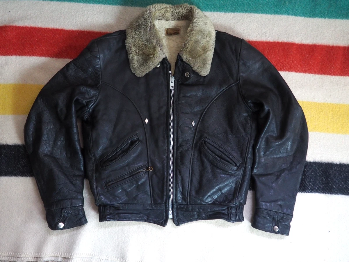 Black Leather 1950s Vintage Outerwear Coats & Jackets for Men for