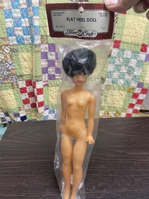 Fibre Craft Black Flat Heel Fashion Doll 11  Black Hair Blue Eyes Girl