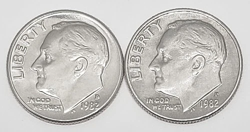 1982 P & D Roosevelt Dime Set (2 Coins) *BU  - UNCIRCULATED*